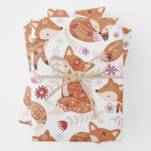 Whimsical Folk Art Fox and Flowers Geschenkpapier Set (Beispiel)
