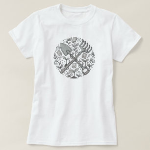 Whimsical Folk Art Garden Tool WHITE ONLY T-Shir T-Shirt