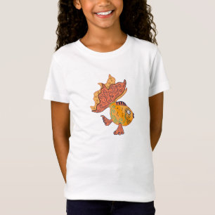 Whimsical Folk Art Goldfisch Boho Wirbel Fantasi T-Shirt