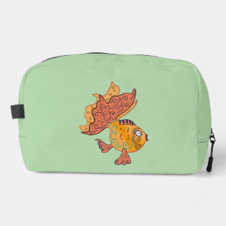 Whimsical Folk Art Goldfisch | Boho Wirbel Fantasi Waschbeutel