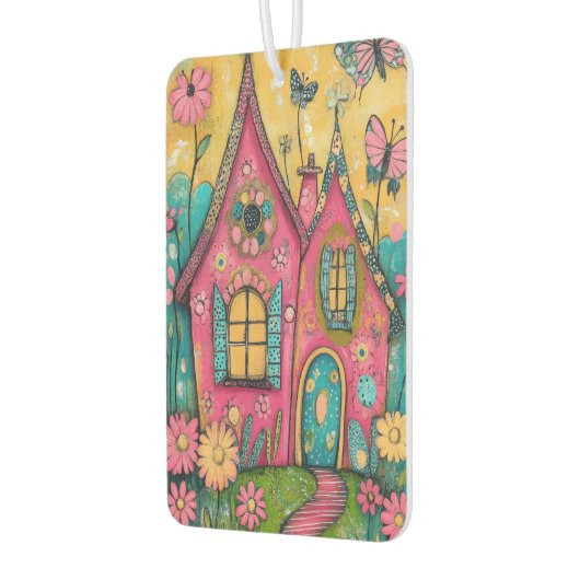 Whimsical Folk Art Houses Autolufterfrischer (Links)