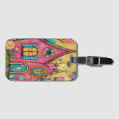 Whimsical Folk Art Houses Gepäckanhänger (Vorderseite (Horizontal))