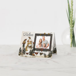 Whimsical Folk Art Snowmen Christmas Photo Card Feiertagskarte