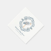 Whimsical Folk Art Storch | Babydusche Serviette (Ecke)