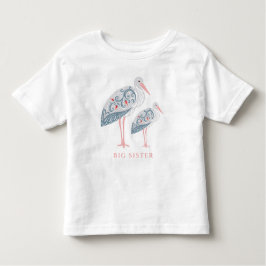 Whimsical Folk Art Storch | Big Sister Kleinkind T-shirt
