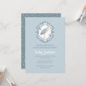 Whimsical Folk Art Storch | Einladung der Babydusc (Vorderseite/Rückseite Beispiel)