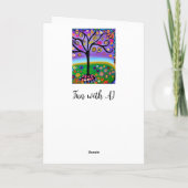 Whimsical Folk Art Style Tree Blank Karte (Rückseite)