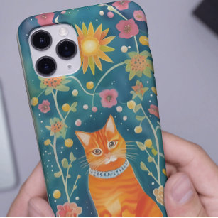 Whimsical Folk Art Tabby Cat Case-Mate iPhone 14 Hülle
