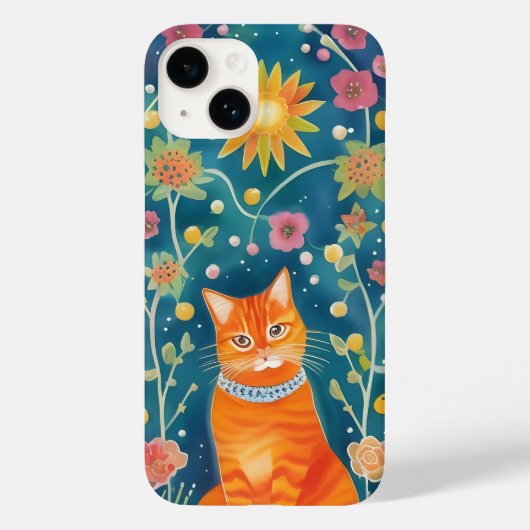 Whimsical Folk Art Tabby Cat Case-Mate iPhone Hülle (Rückseite)