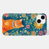 Whimsical Folk Art Tabby Cat Case-Mate iPhone Hülle (Rückseite (Horizontal))