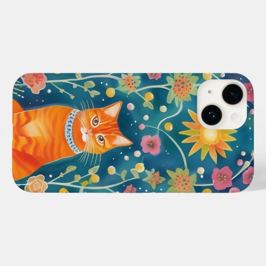Whimsical Folk Art Tabby Cat Case-Mate iPhone Hülle (Rückseite (Horizontal))