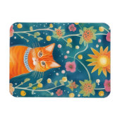 Whimsical Folk Art Tabby Cat Magnet (Horizontal)