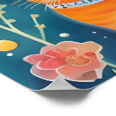 Whimsical Folk Art Tabby Cat Poster (Ecke)