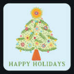 Whimsical Folk Christmas Tree CUSTOM FOTO Quadratischer Aufkleber<br><div class="desc">Der süße Baum zeichne, jemandem einen schönen Urlaub zu wünschen! Klicken Sie auf "Personalisieren", um den Text zu ändern. Karo in meinem Shop für weitere Optionen. Auch als Grußkarten, Postkarten, Geschenkpackung und digitaler Download erhältlich, um sofort per E-Mail oder SMS zu senden. Karo meinen Shop für mehr oder lass mir...</div>