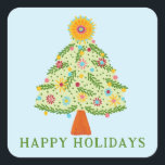 Whimsical Folk Christmas Tree CUSTOM FOTO Quadratischer Aufkleber<br><div class="desc">Der süße Baum zeichne, jemandem einen schönen Urlaub zu wünschen! Klicken Sie auf "Personalisieren", um den Text zu ändern. Karo in meinem Shop für weitere Optionen. Auch als Grußkarten, Postkarten, Geschenkpackung und digitaler Download erhältlich, um sofort per E-Mail oder SMS zu senden. Karo meinen Shop für mehr oder lass mir...</div>