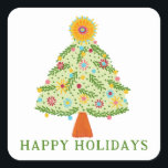 Whimsical Folk Christmas Tree CUSTOM FOTO Quadratischer Aufkleber<br><div class="desc">Der süße Baum zeichne, jemandem einen schönen Urlaub zu wünschen! Klicken Sie auf "Personalisieren", um den Text zu ändern. Karo in meinem Shop für weitere Optionen. Auch als Grußkarten, Postkarten, Geschenkpackung und digitaler Download erhältlich, um sofort per E-Mail oder SMS zu senden. Karo meinen Shop für mehr oder lass mir...</div>