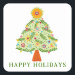 Whimsical Folk Christmas Tree CUSTOM FOTO Quadratischer Aufkleber<br><div class="desc">Der süße Baum zeichne, jemandem einen schönen Urlaub zu wünschen! Klicken Sie auf "Personalisieren", um den Text zu ändern. Karo in meinem Shop für weitere Optionen. Auch als Grußkarten, Postkarten, Geschenkpackung und digitaler Download erhältlich, um sofort per E-Mail oder SMS zu senden. Karo meinen Shop für mehr oder lass mir...</div>