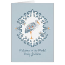 Whimsical Folk Personalized Baby Card