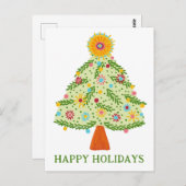 Whimsical Folk Weihnachtsbaum CUSTOM URLAUB Postkarte (Vorne/Hinten)