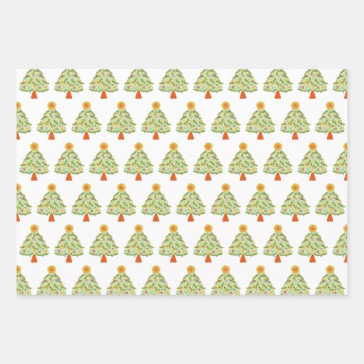 Whimsical Folk Weihnachtsbaum Urlaub Geschenkpapier Set (Vorderseite 3)