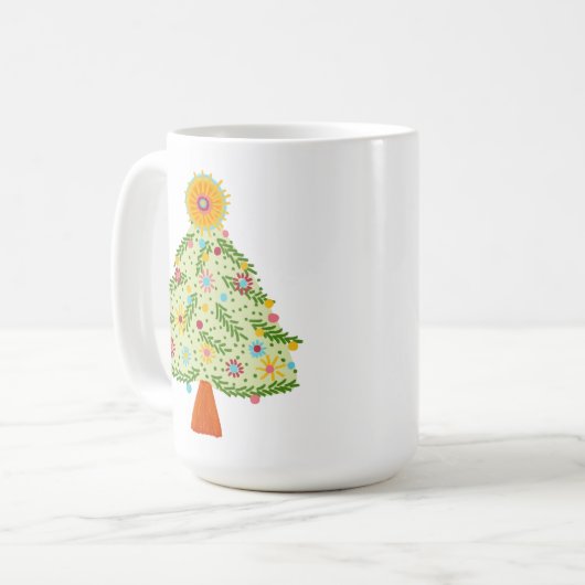 Whimsical Folk Weihnachtsbaum Urlaub Kaffeetasse (Vorderseite Links)