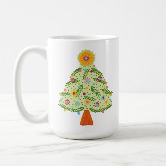 Whimsical Folk Weihnachtsbaum Urlaub Kaffeetasse (Links)