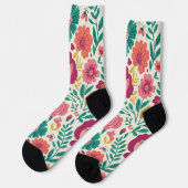 Whimsical Folksy Floral Bloom Pattern Socken (Linkes Detail)