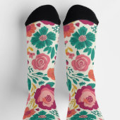 Whimsical Folksy Floral Bloom Pattern Socken (Oben)