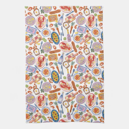 Whimsical Food Pattern Tea Towel Geschirrtuch (Vertikal)
