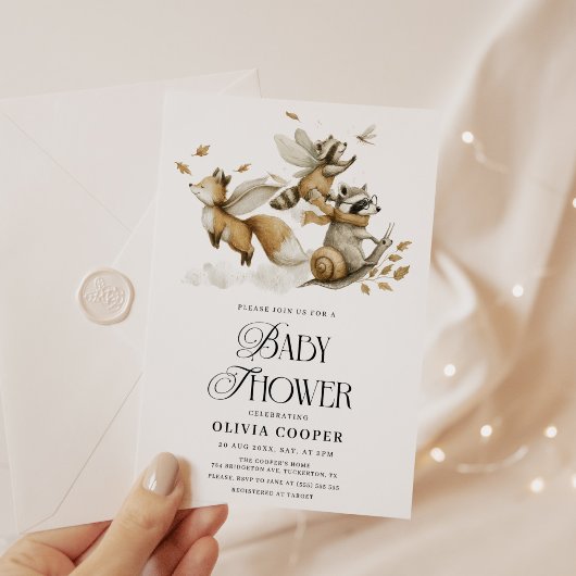 Whimsical Forest Animals Baby Dusche Einladung