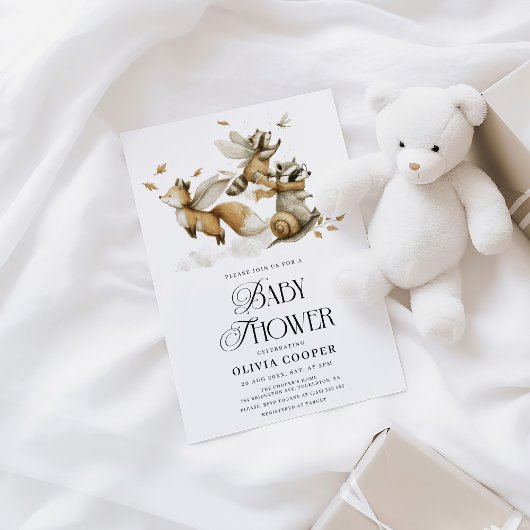 Whimsical Forest Animals Baby Dusche Einladung