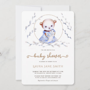 Whimsical Forest Bear Girl Babydusche Einladung