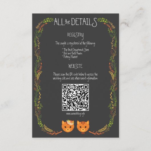 Whimsical Forest Cats Rustikale Hochzeit Begleitkarte (Vorderseite)