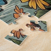 Whimsical Forest Creek mit Pilzen, Schmetterlingen Puzzle (Seite)