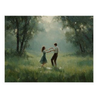 Whimsical Forest Dance Couple Scene Poster