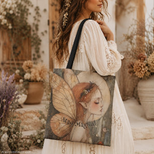Whimsical Forest Fee mit Bleib Magisch Zitat Tasche