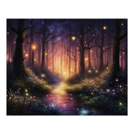 Whimsical Forest Firefly Lights Poster (Vorderseite)
