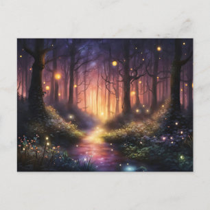 Whimsical Forest Firefly Lights Postkarte