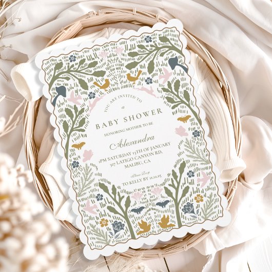 Whimsical Forest Folk Baby Shower Einladung