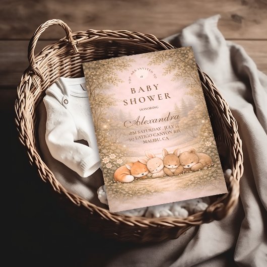 Whimsical Forest Friends Baby Shower Einladung