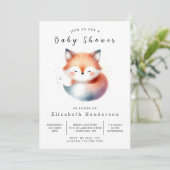 Whimsical Forest Friends Fox Baby Dusche Einladung (Stehend Vorderseite)