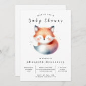 Whimsical Forest Friends Fox Baby Dusche Einladung (Vorne/Hinten)