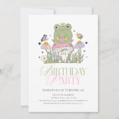 Whimsical Forest Frog Girl Birthday Einladung (Vorderseite)