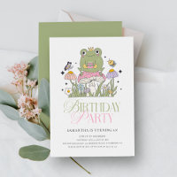 Whimsical Forest Frog Girl Birthday