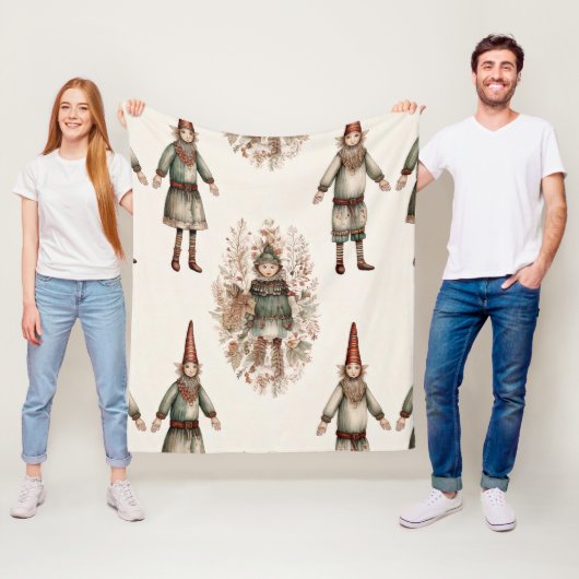 Whimsical Forest Gnome & Botanisch (2) Fleecedecke (Beispiel)