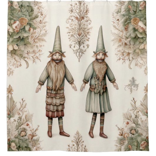 Whimsical Forest Gnomes & Botanical (1) Duschvorhang (Vorderseite)