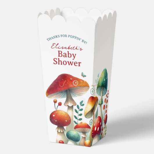 Whimsical Forest Mushroom Baby Dusche Geschenkschachtel (Rückseite)