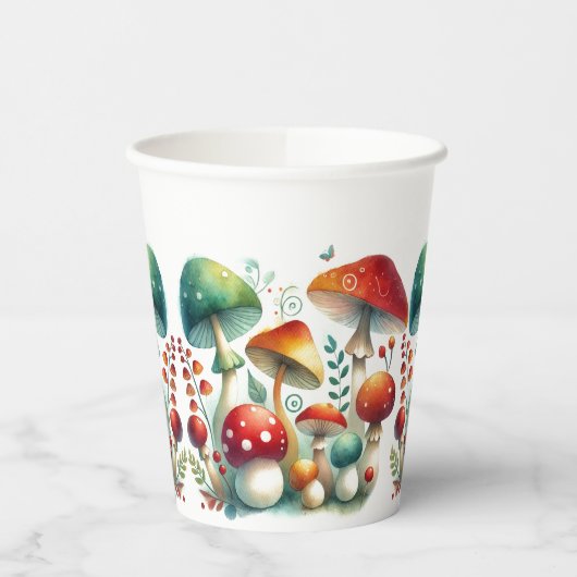 Whimsical Forest Mushroom Baby Dusche Pappbecher (Links)