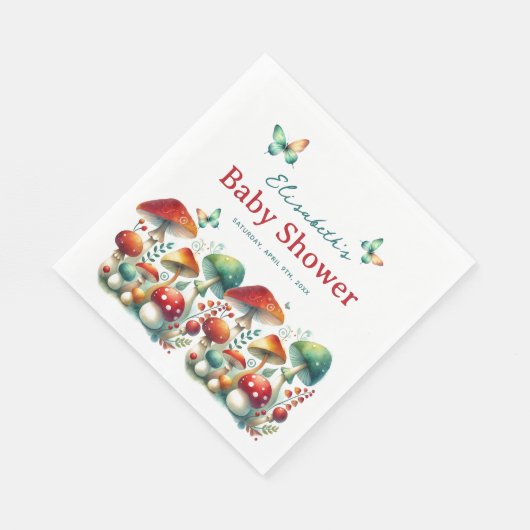 Whimsical Forest Mushroom Baby Dusche Serviette (Ecke)