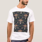 Whimsical Forest Mushrooms Seamless Botan Pattern T-Shirt (Vorderseite)